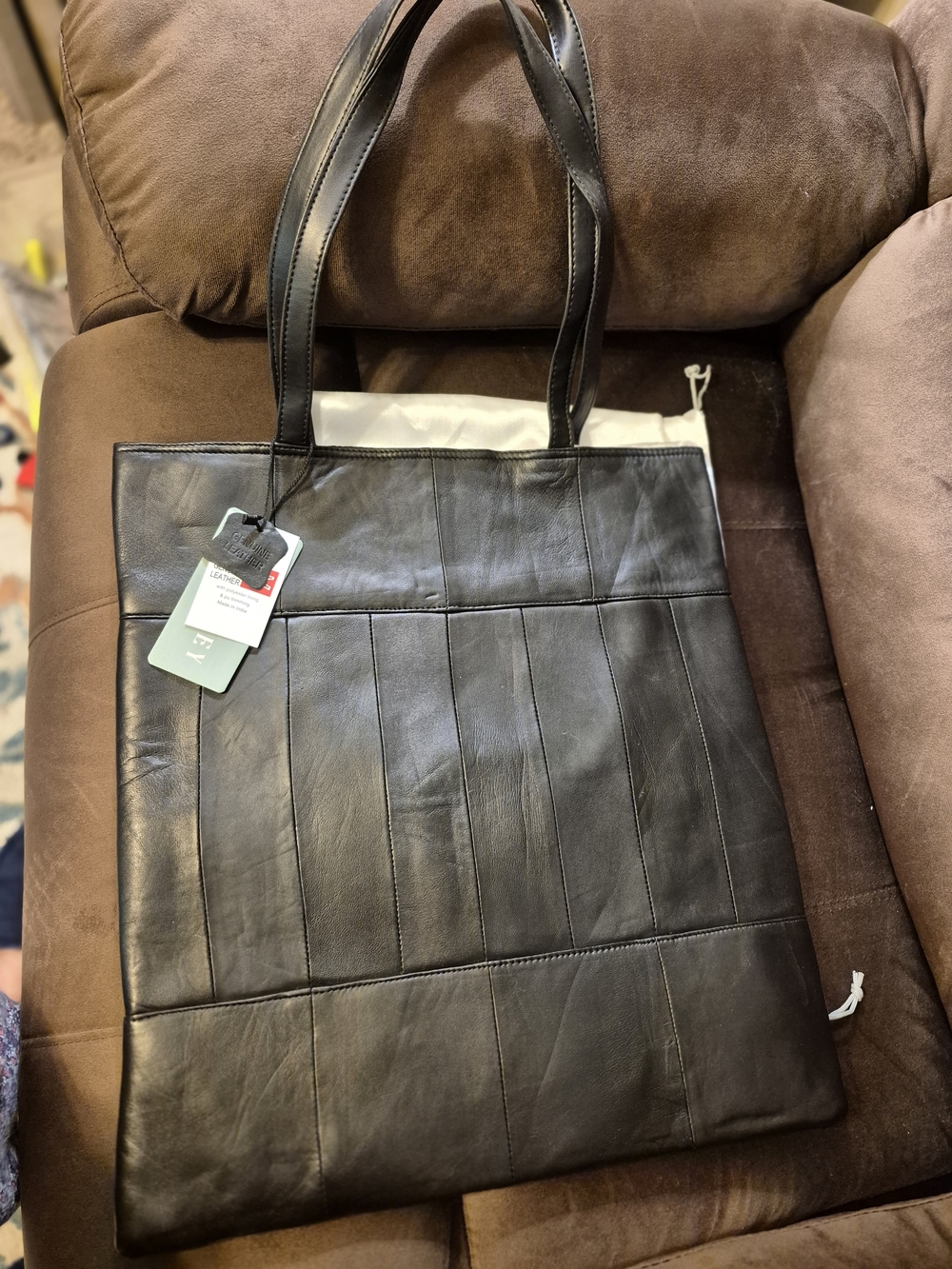 Classic Black Leather Patchwork Tote - Timeless Carryall